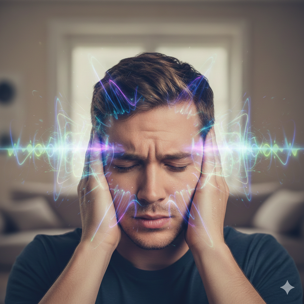 Dieses Bild zeigt: dauerhaftes oder wiederkehrendes Geräusch im Ohr oder Kopf, ohne externe Quelle